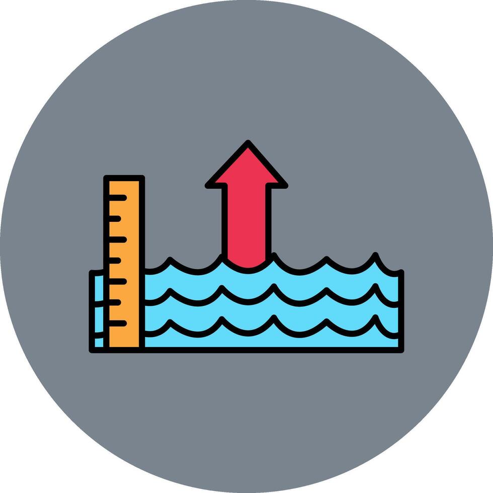 Sea Level Rise Line Filled multicolour Circle Icon vector