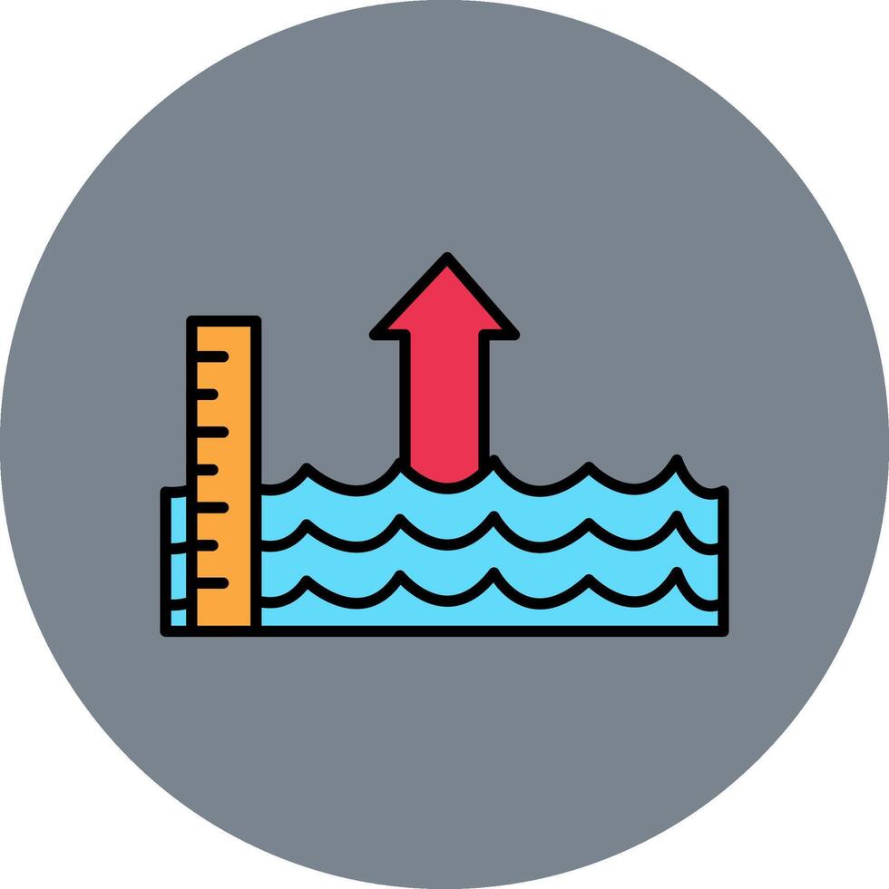 mar nivel subir línea lleno multicolor circulo icono vector