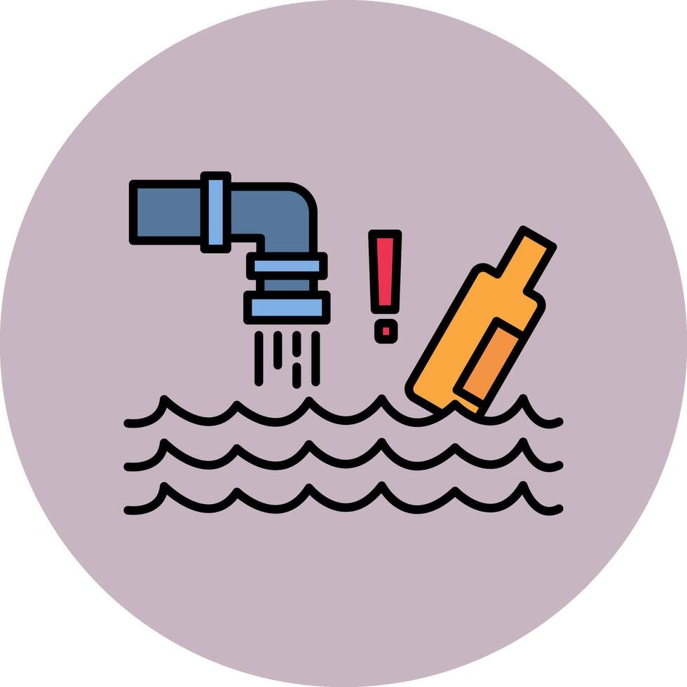 Water Pollution Line Filled multicolour Circle Icon vector