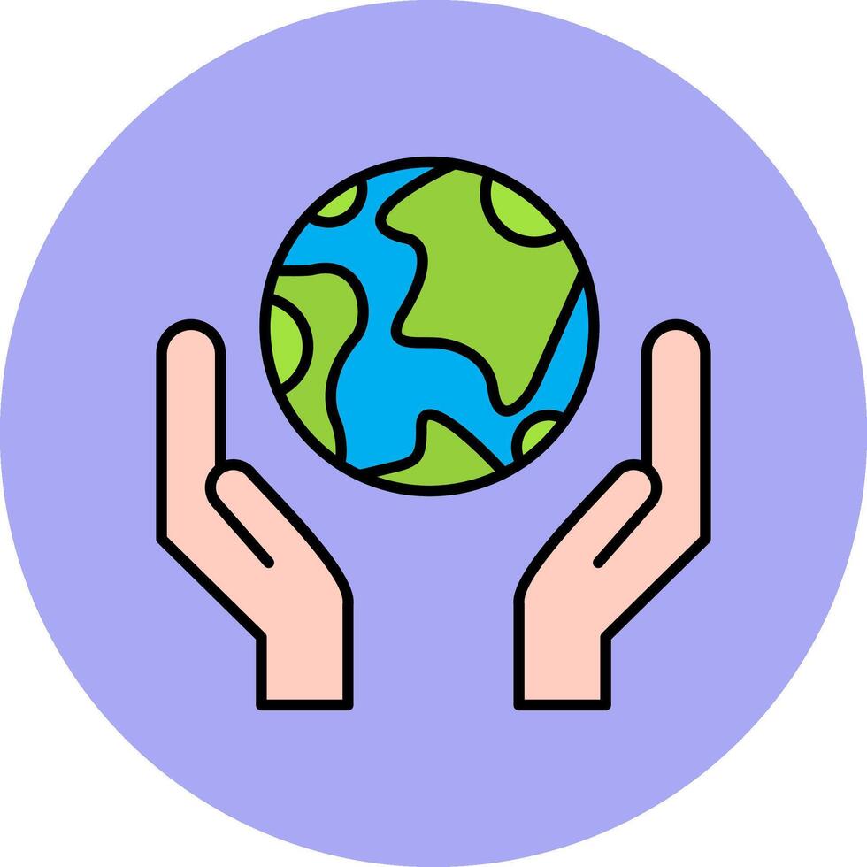 Save the Planet Line Filled multicolour Circle Icon vector