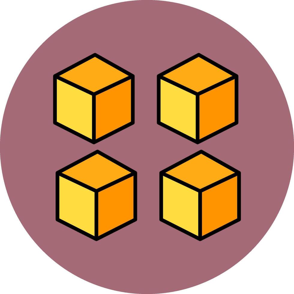 cubo línea lleno multicolor circulo icono vector