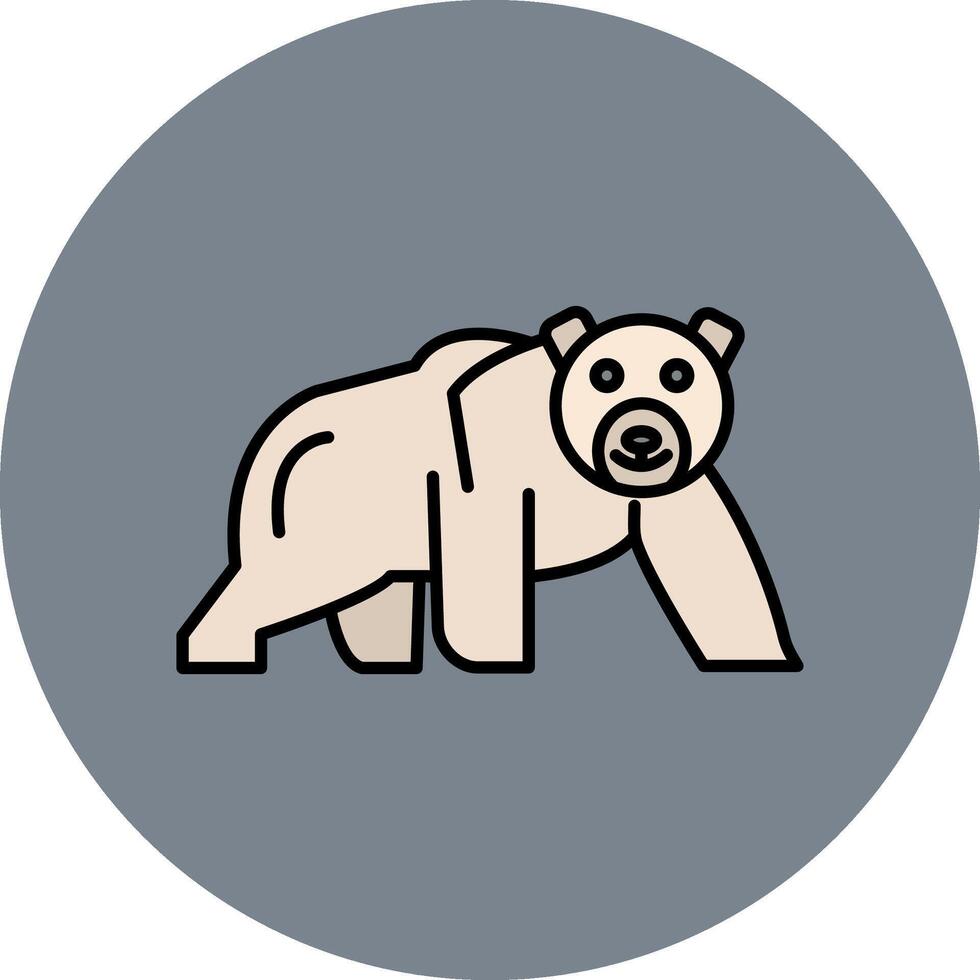 polar oso línea lleno multicolor circulo icono vector