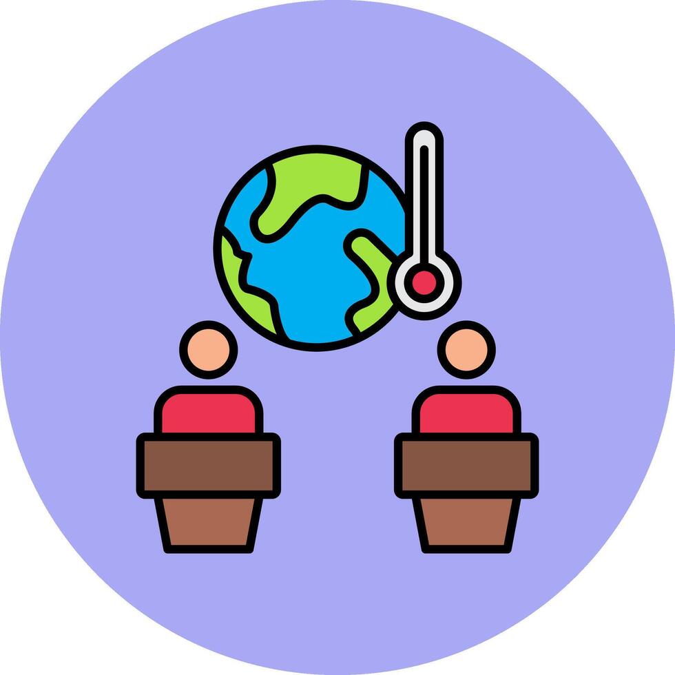 Global Warming Debate Line Filled multicolour Circle Icon vector