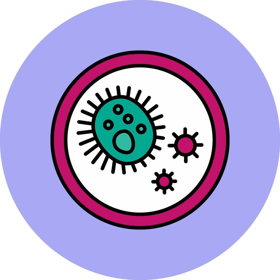 bacterias línea lleno multicolor circulo icono vector