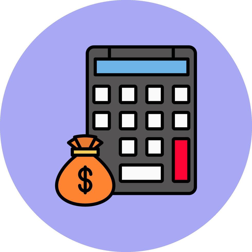 Calculating Line Filled multicolour Circle Icon vector