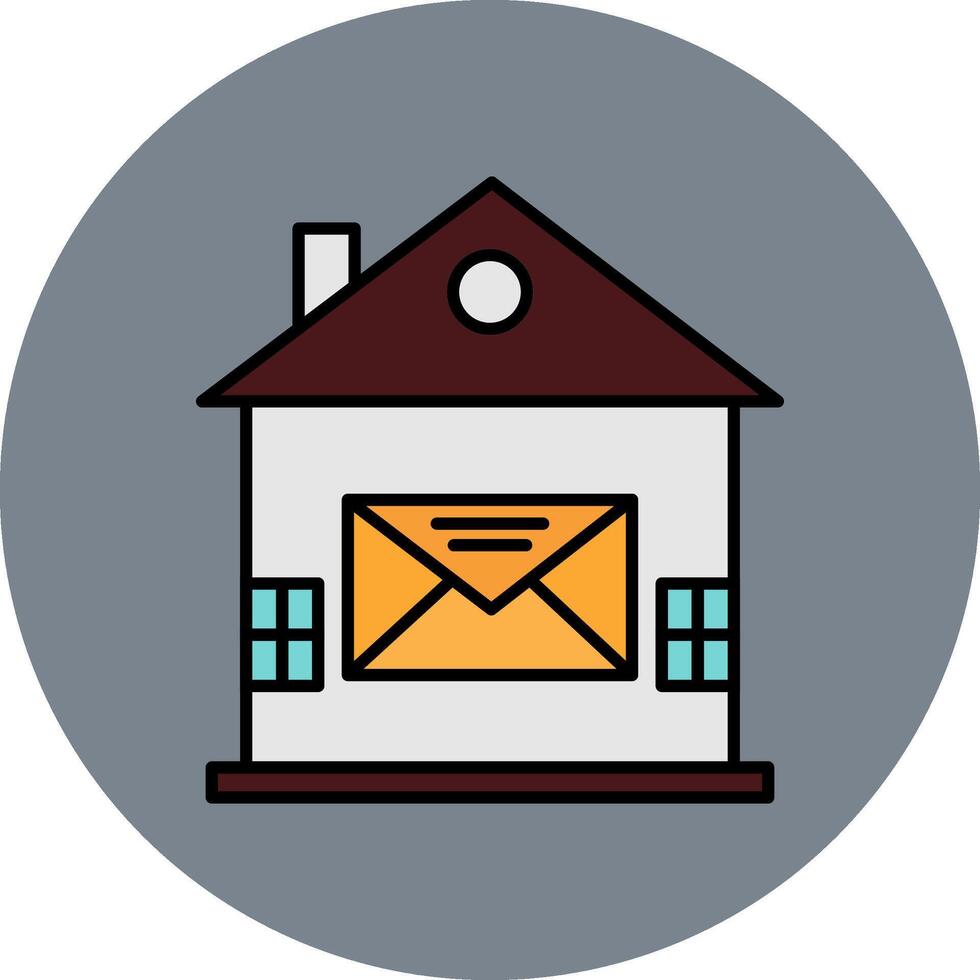 House Mail Line Filled multicolour Circle Icon vector