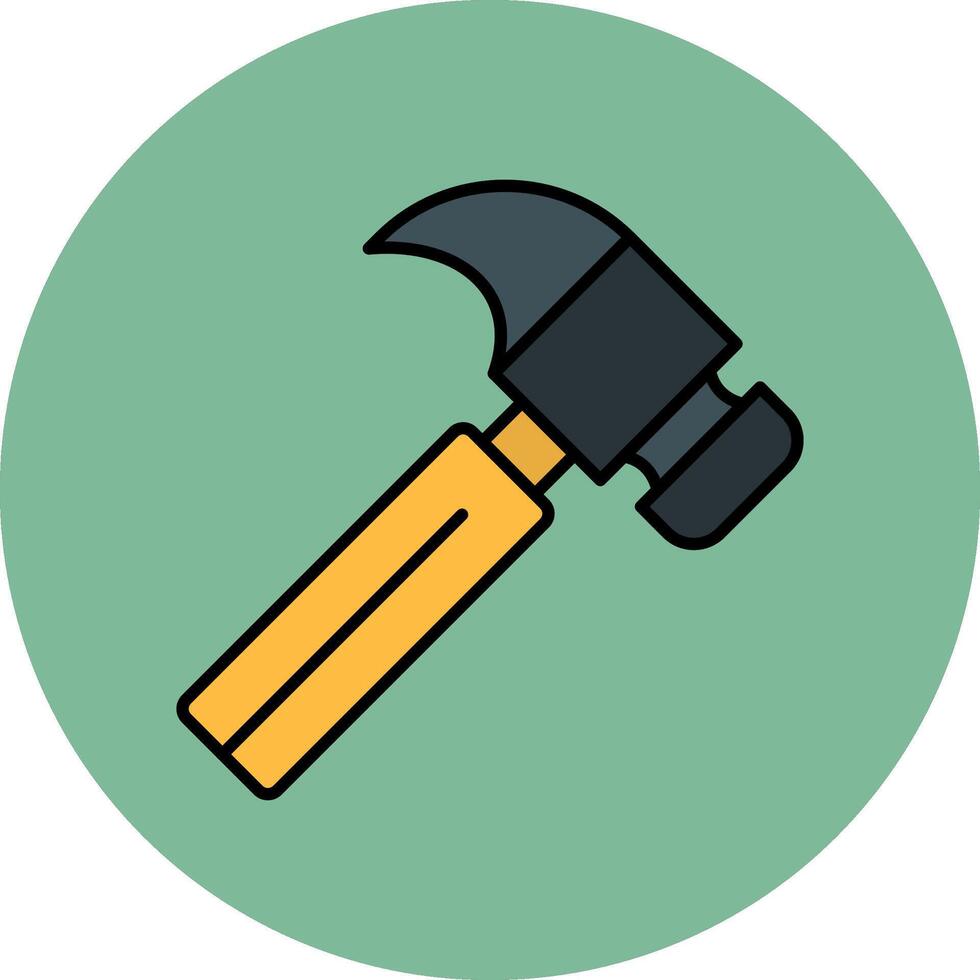 Hammer Line Filled multicolour Circle Icon vector