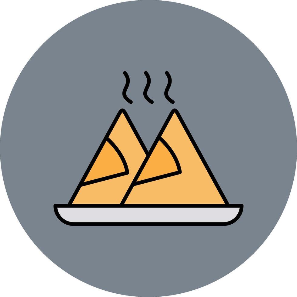 Samosa Line Filled multicolour Circle Icon vector