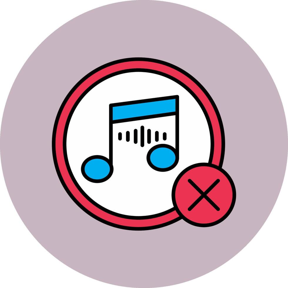 No Music Line Filled multicolour Circle Icon vector