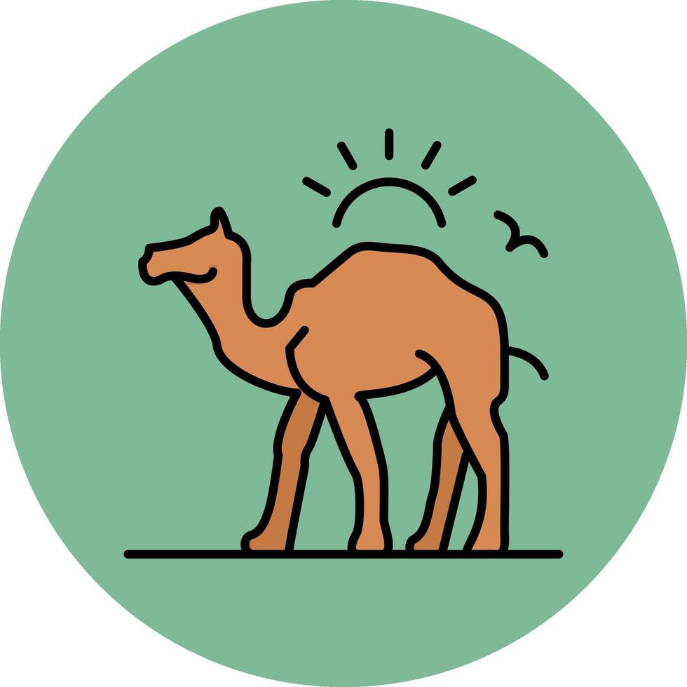 Camel Line Filled multicolour Circle Icon vector