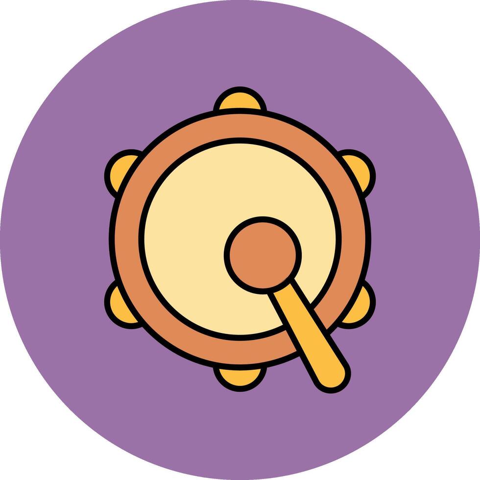 Tambourine Line Filled multicolour Circle Icon vector