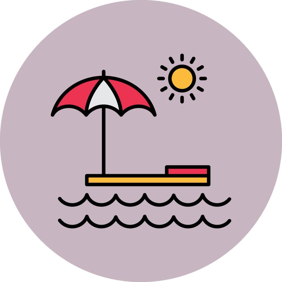 Summer Line Filled multicolour Circle Icon vector