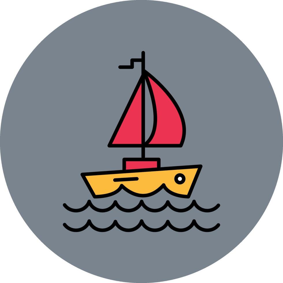 Yacht Line Filled multicolour Circle Icon vector