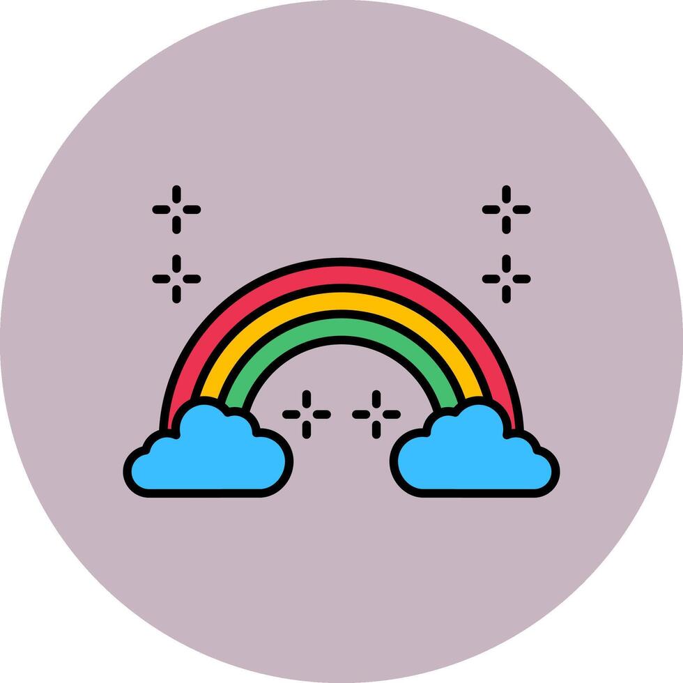 Rainbow Line Filled multicolour Circle Icon vector
