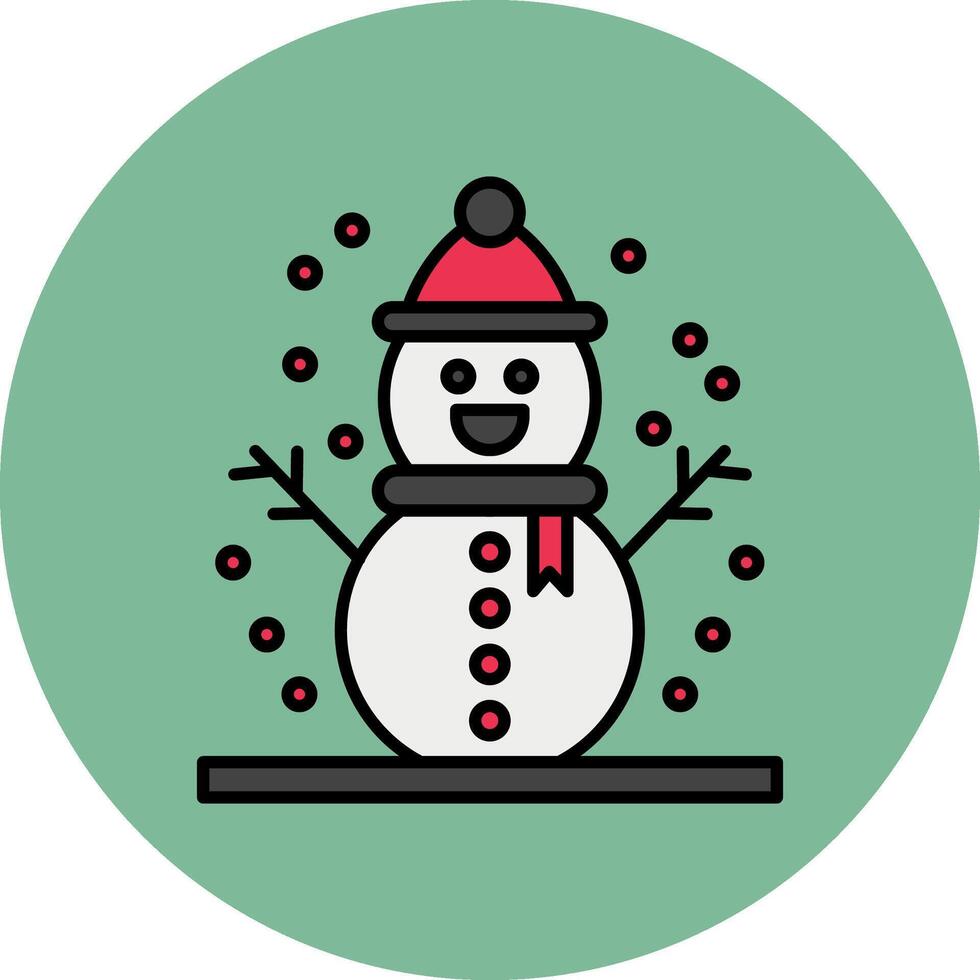 Snowman Line Filled multicolour Circle Icon vector