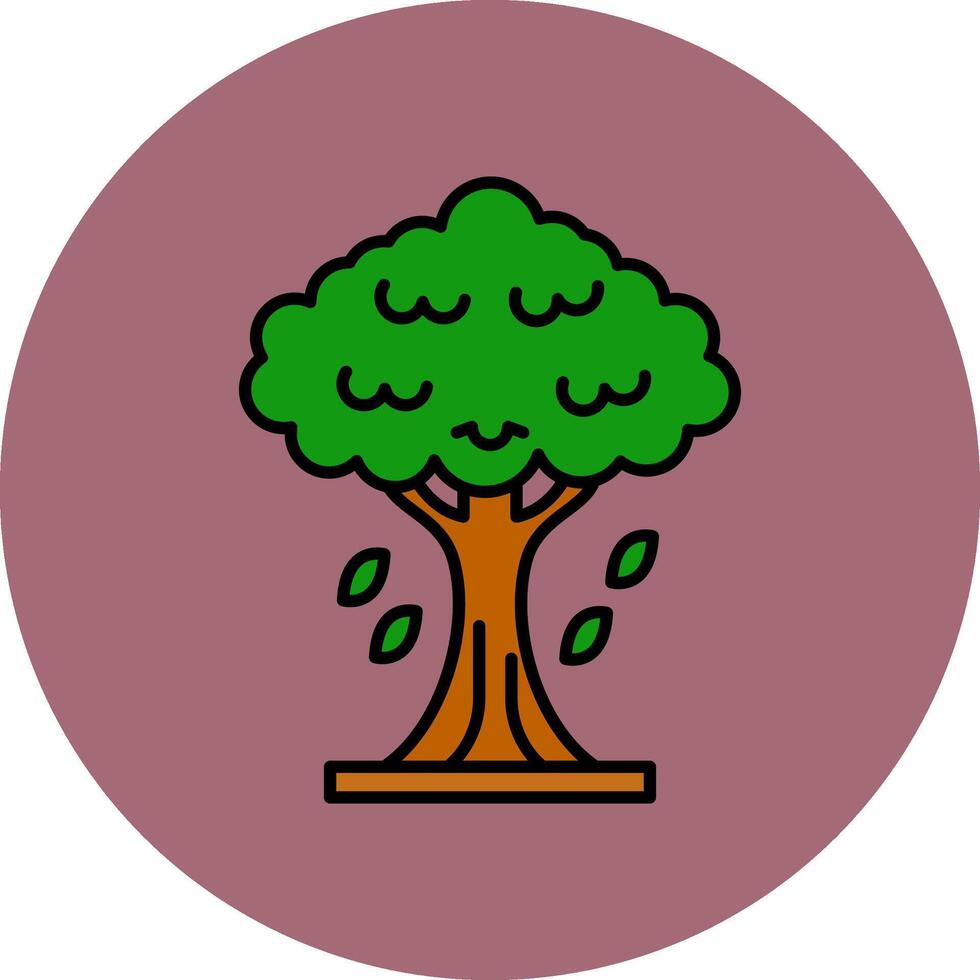 árbol línea lleno multicolor circulo icono vector