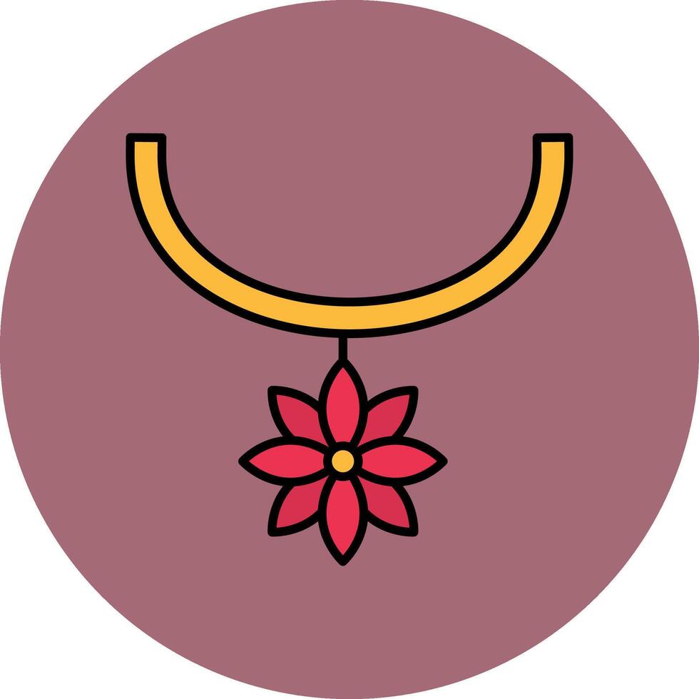 Flower Necklace Line Filled multicolour Circle Icon vector
