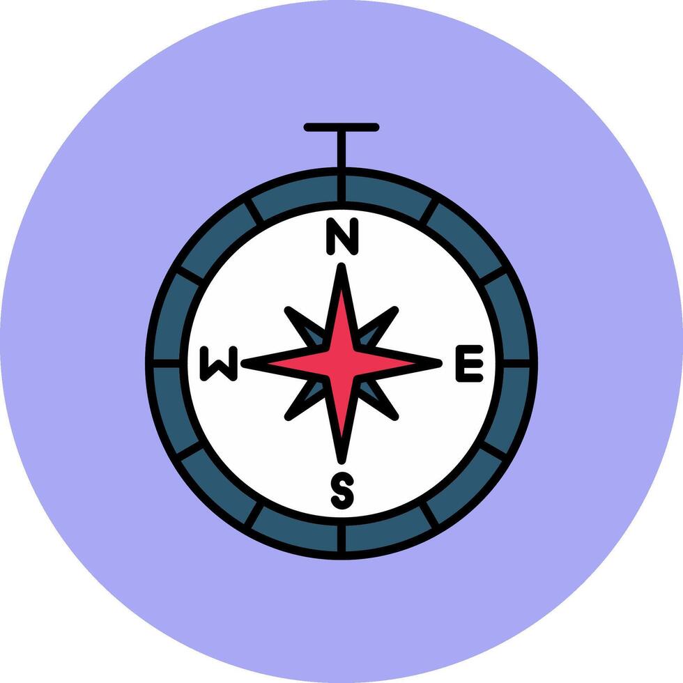 Compass Line Filled multicolour Circle Icon vector