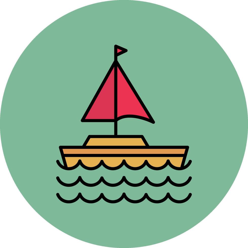 Sail Boat Line Filled multicolour Circle Icon vector