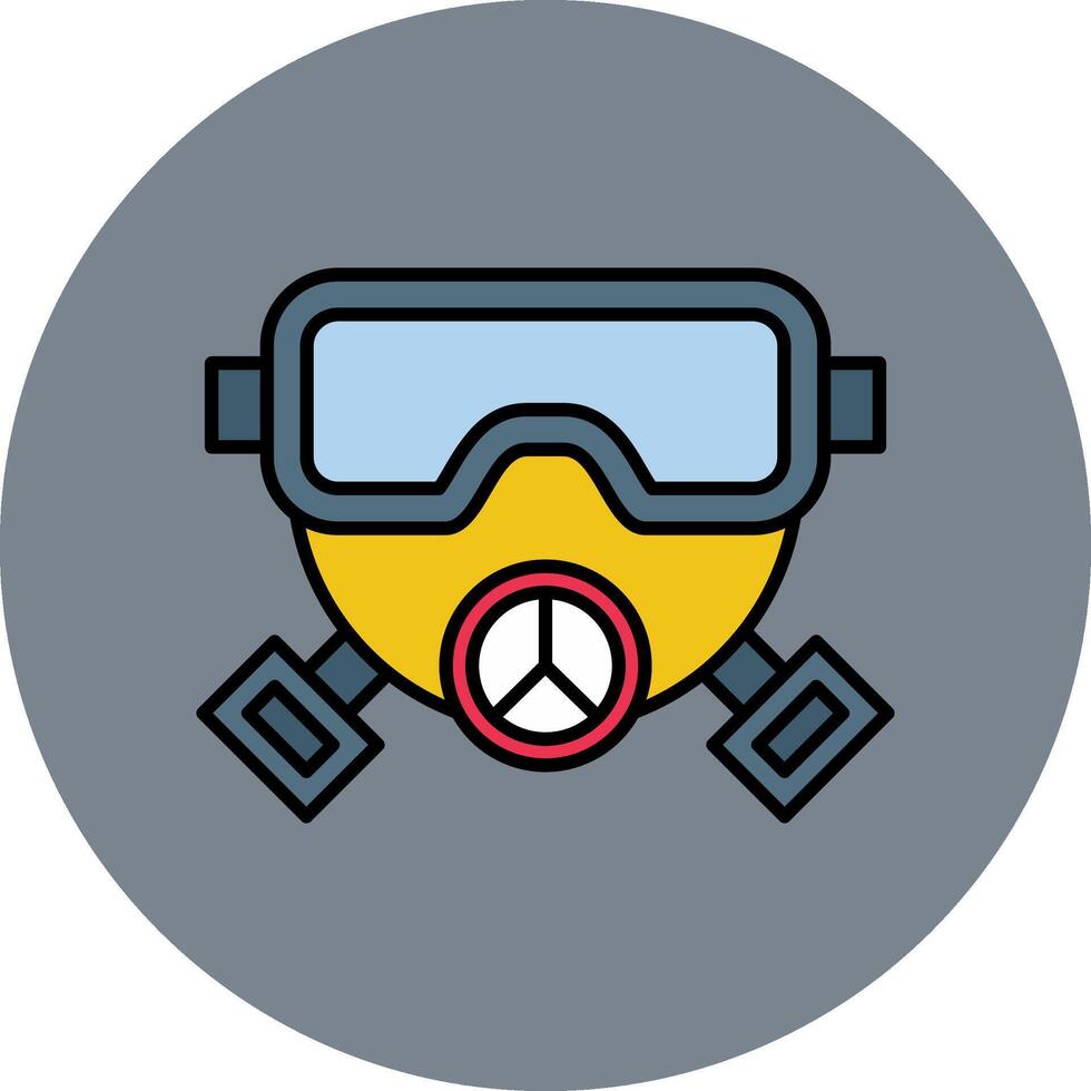 Gas Mask Line Filled multicolour Circle Icon vector