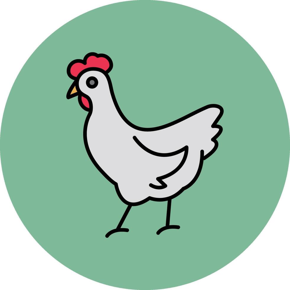 pollo línea lleno multicolor circulo icono vector