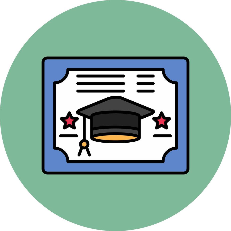 Diploma Line Filled multicolour Circle Icon vector