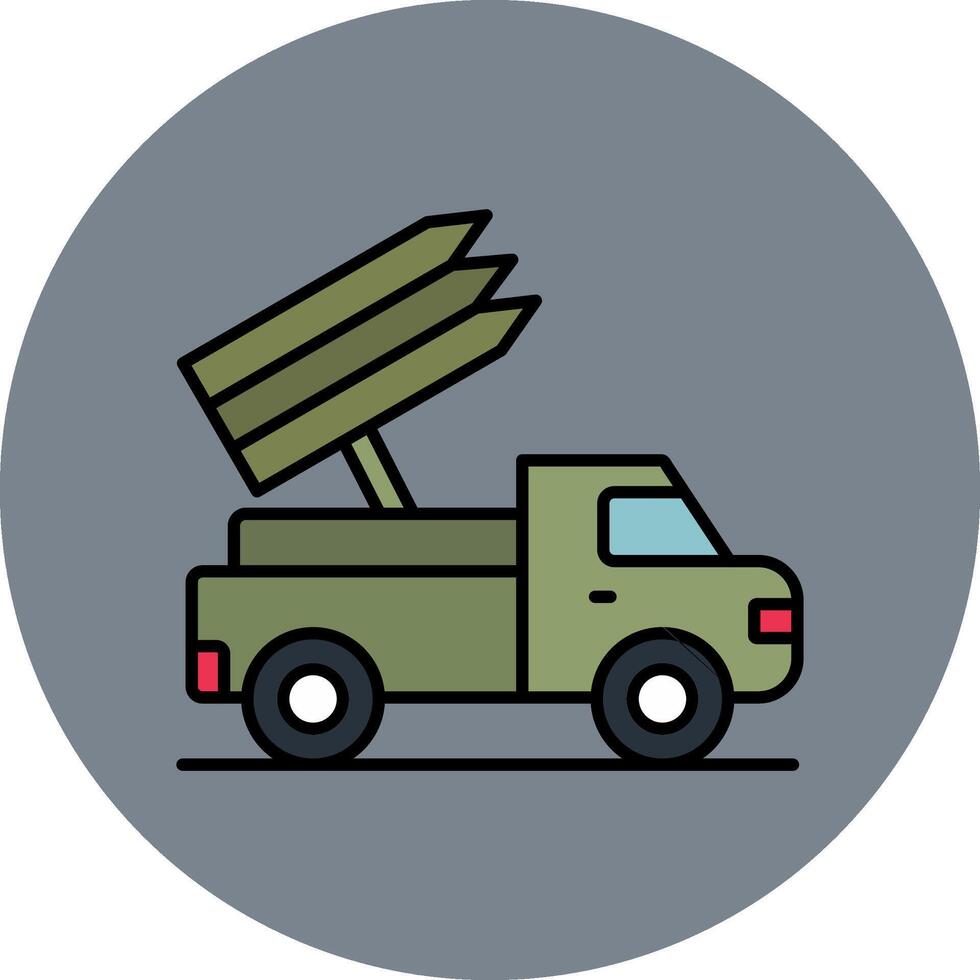 Missile Truck Line Filled multicolour Circle Icon vector