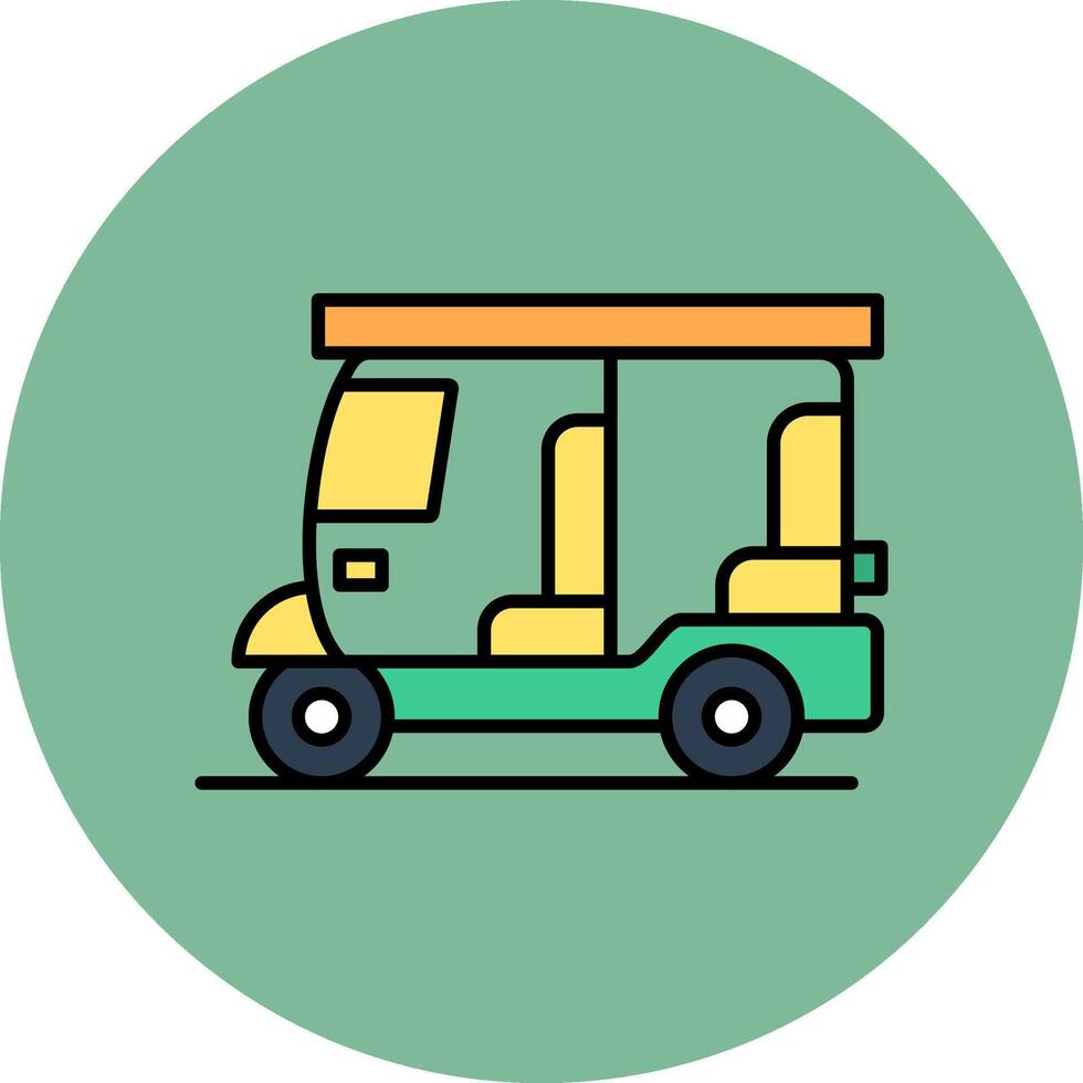 Rickshaw Line Filled multicolour Circle Icon vector