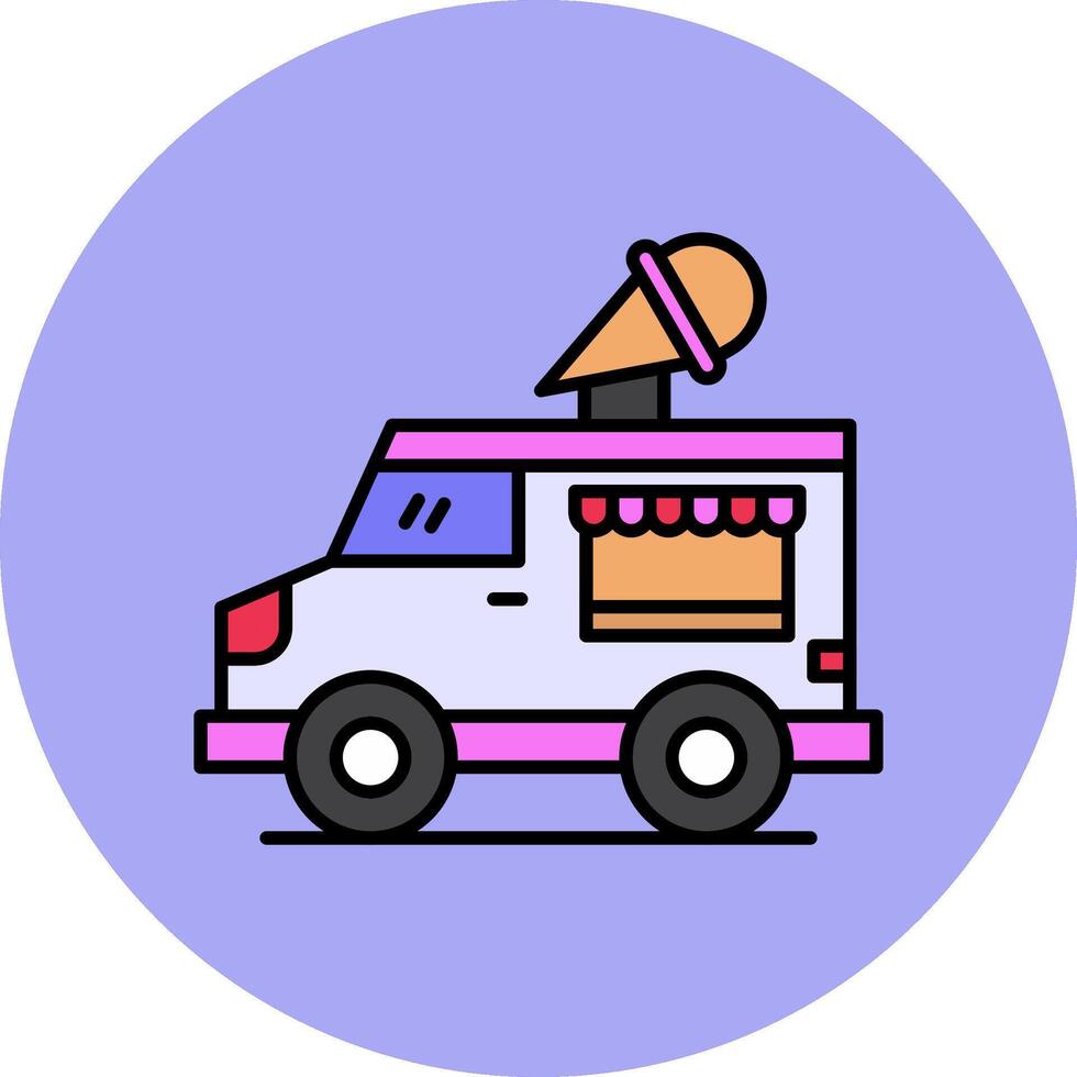 helado camioneta línea lleno multicolor circulo icono vector