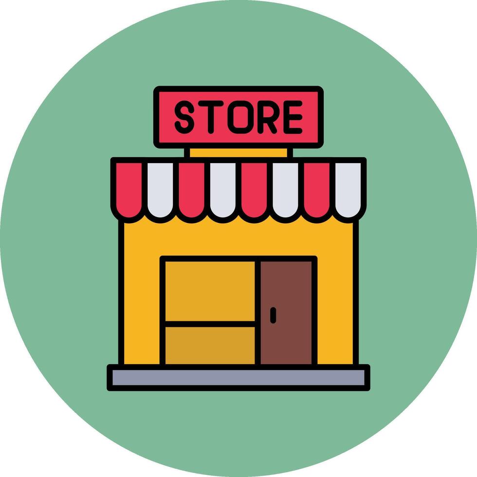 Store Line Filled multicolour Circle Icon vector