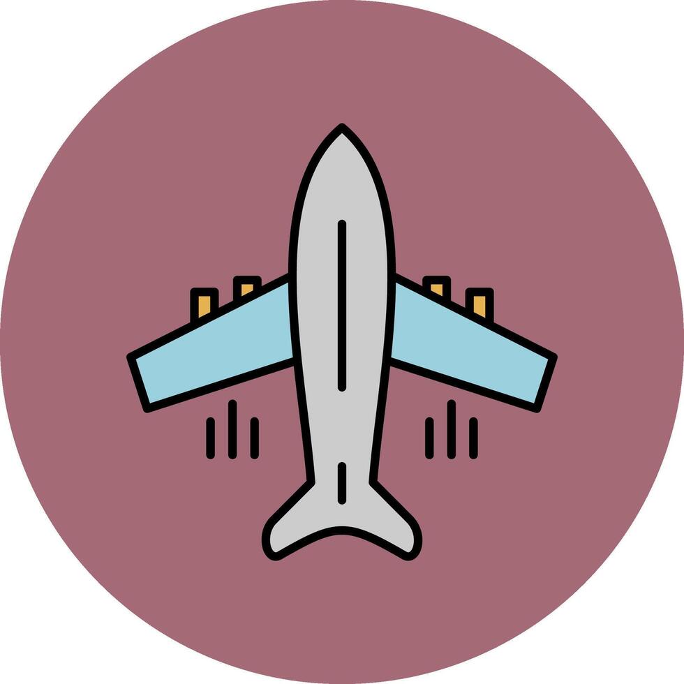 volador avión línea lleno multicolor circulo icono vector