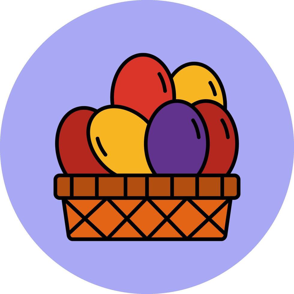 Eggs Basket Line Filled multicolour Circle Icon vector