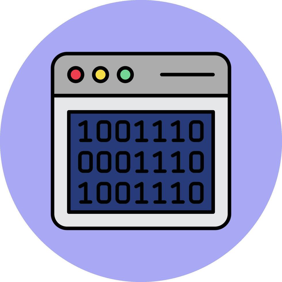 Binary Code Line Filled multicolour Circle Icon vector