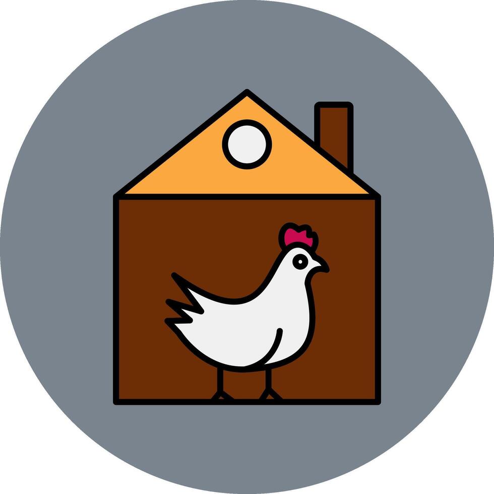 pollo línea lleno multicolor circulo icono vector