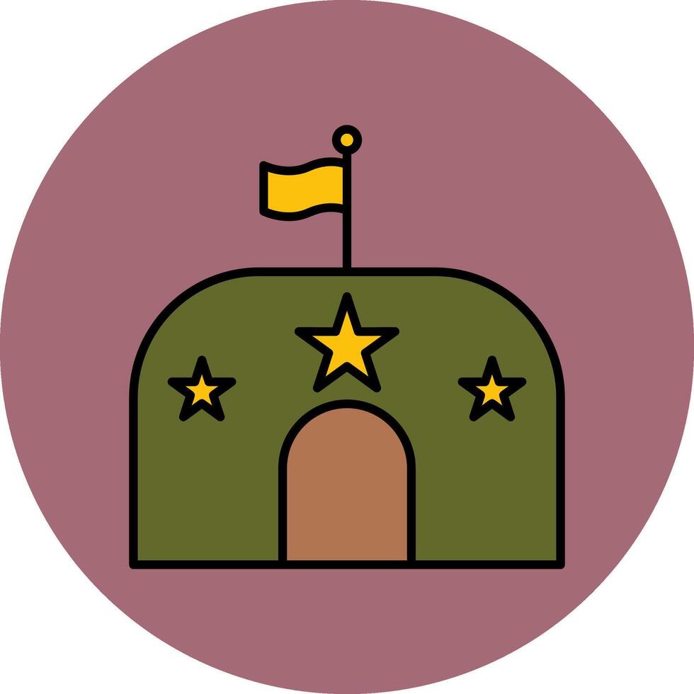 Military Base Line Filled multicolour Circle Icon vector