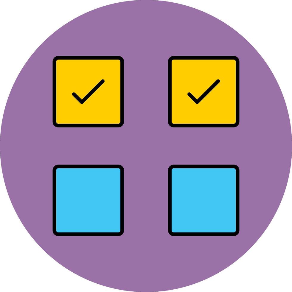 Check Box Line Filled multicolour Circle Icon vector