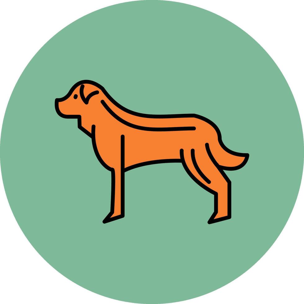 perro línea lleno multicolor circulo icono vector