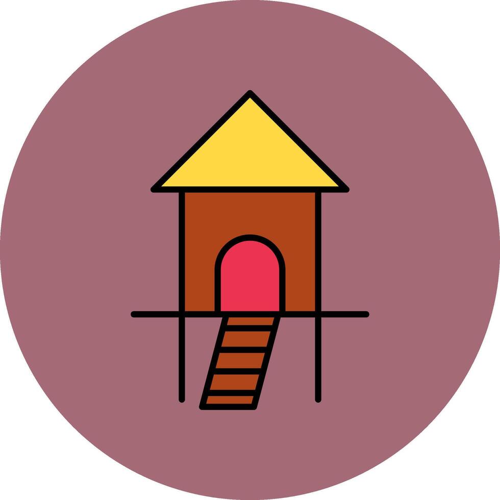 Hut Line Filled multicolour Circle Icon vector