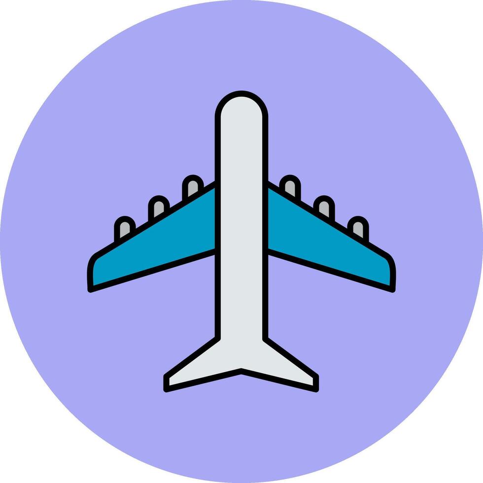 Plane Line Filled multicolour Circle Icon vector