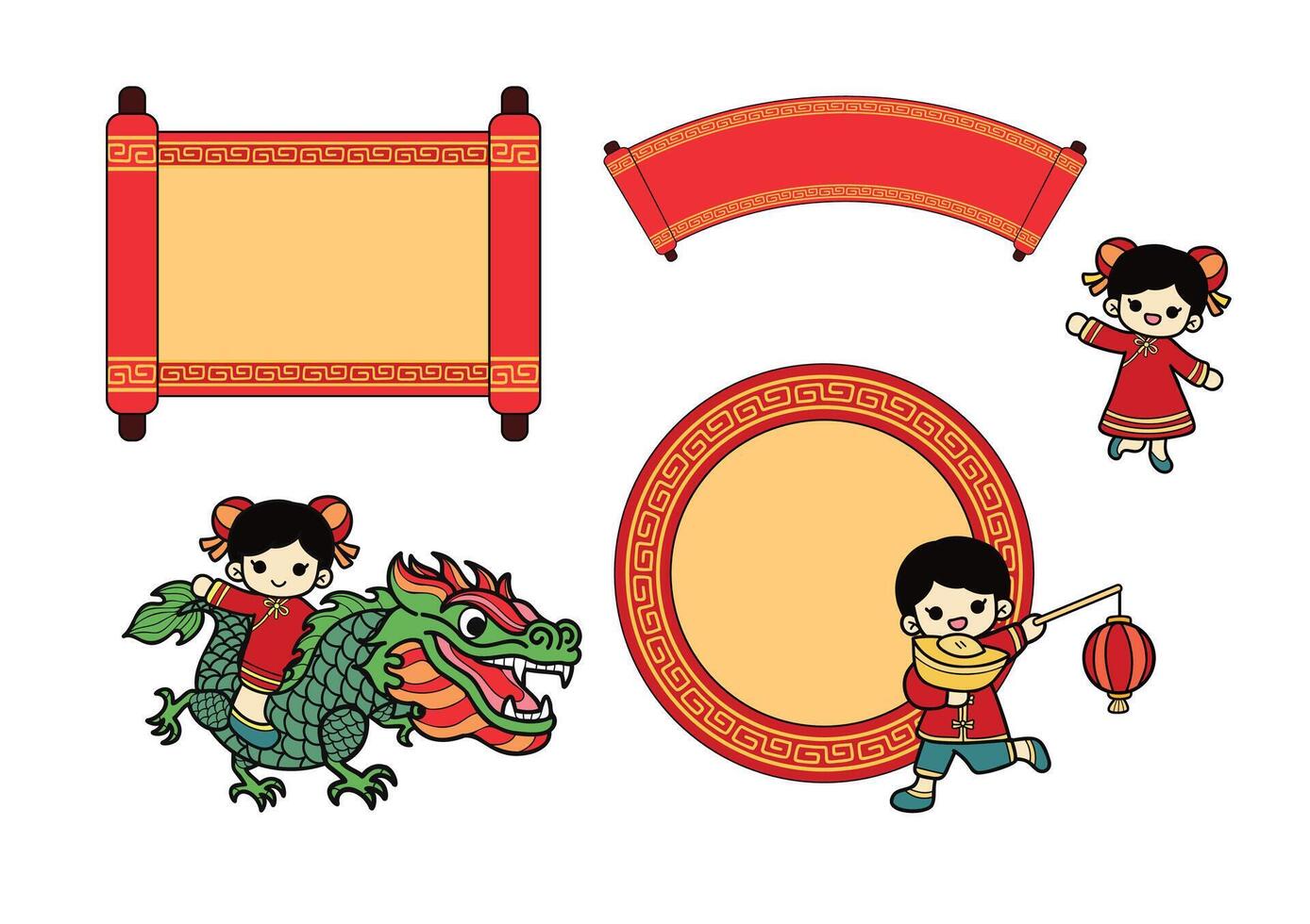 chinese new year elements set vector