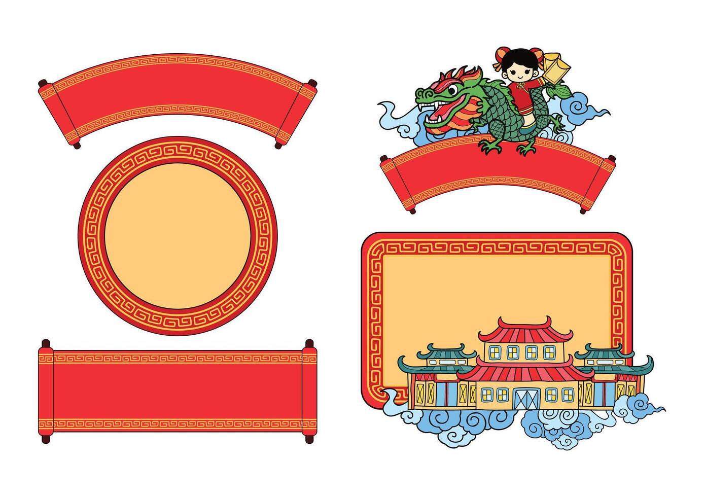 chinese new year elements set vector