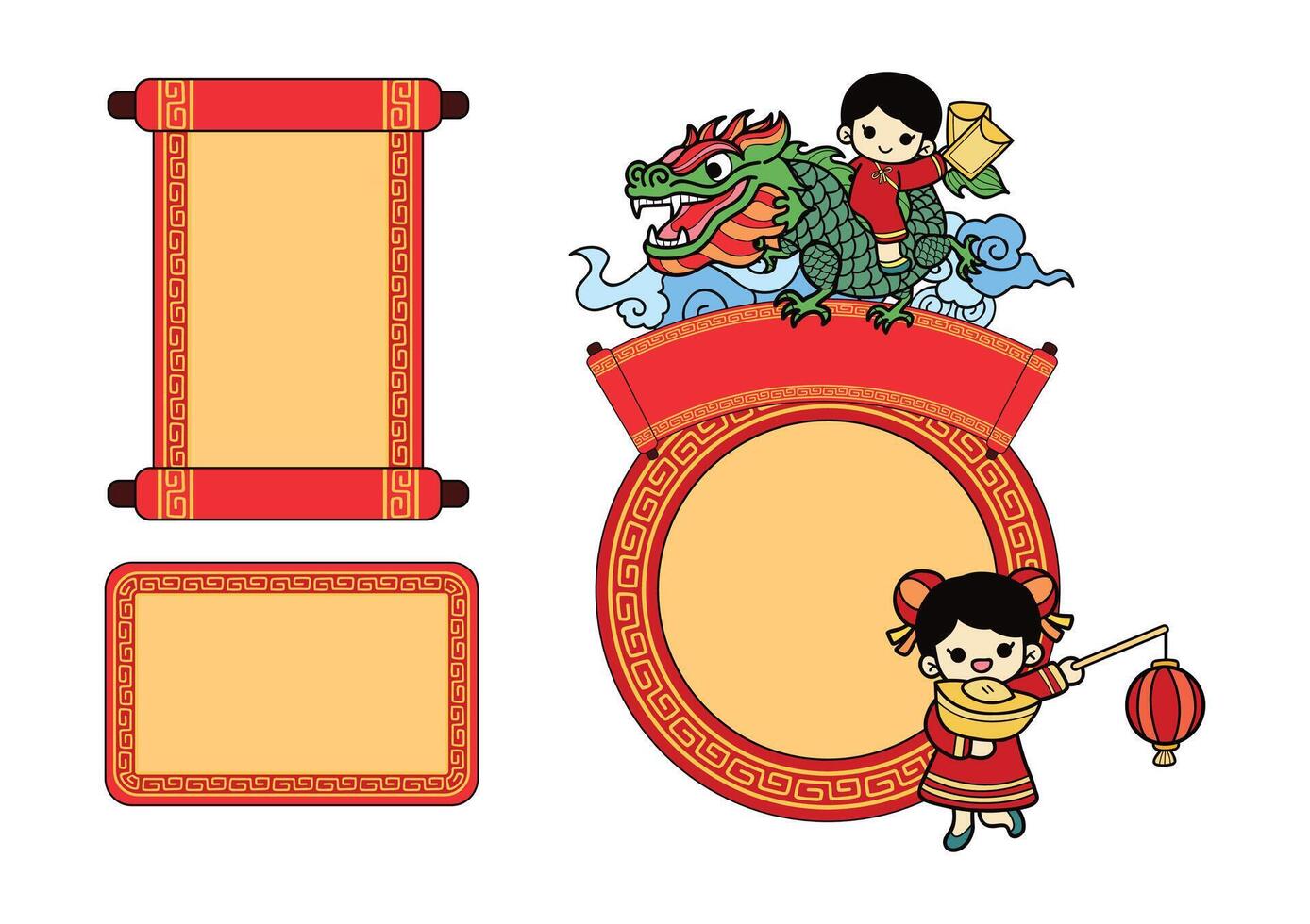 chinese new year elements set vector