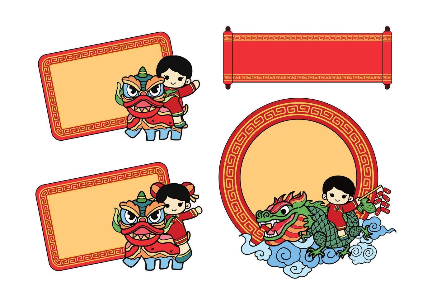 chinese new year elements set vector