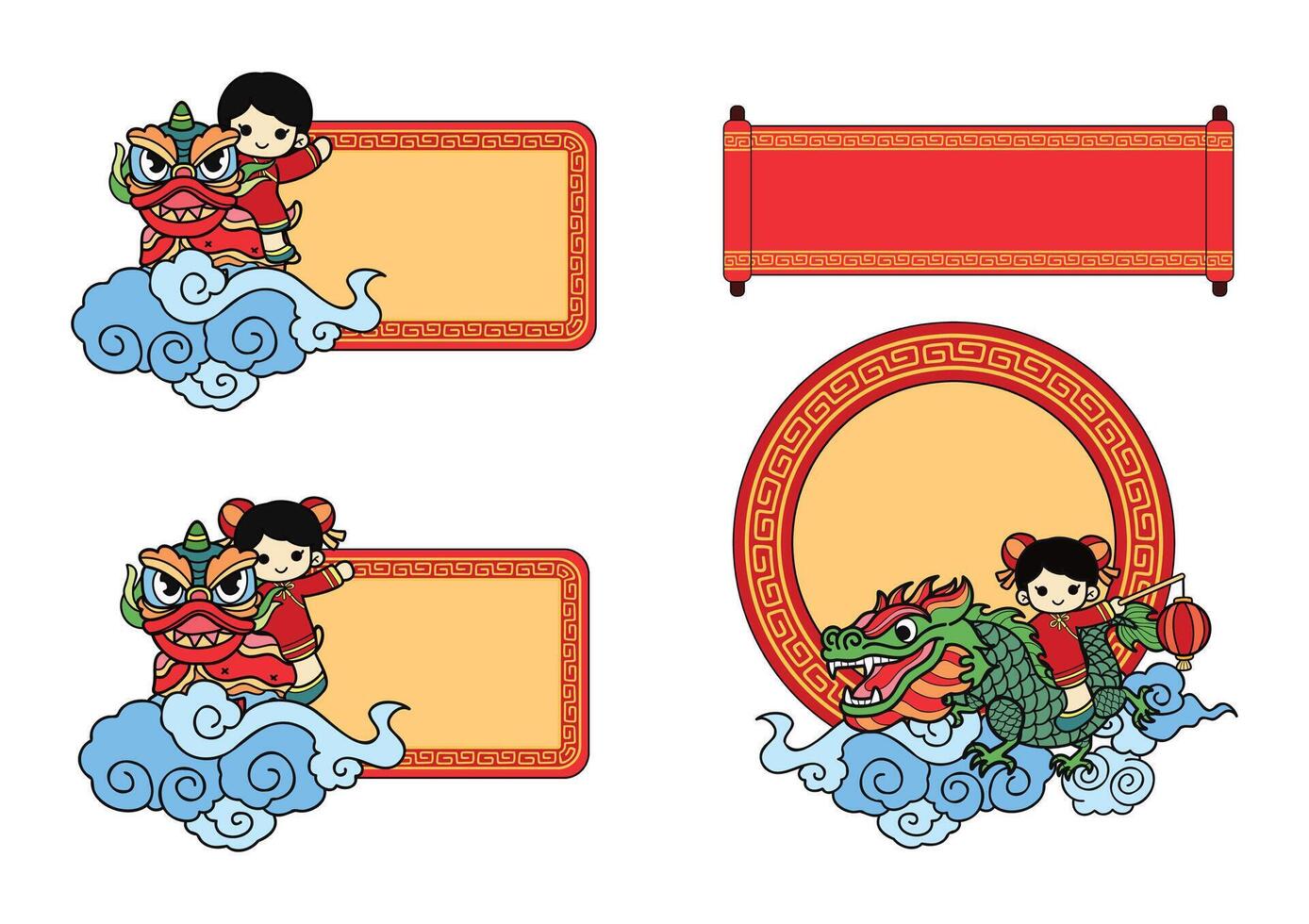 chinese new year elements set vector
