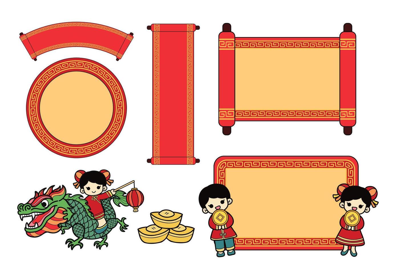 chinese new year elements set vector