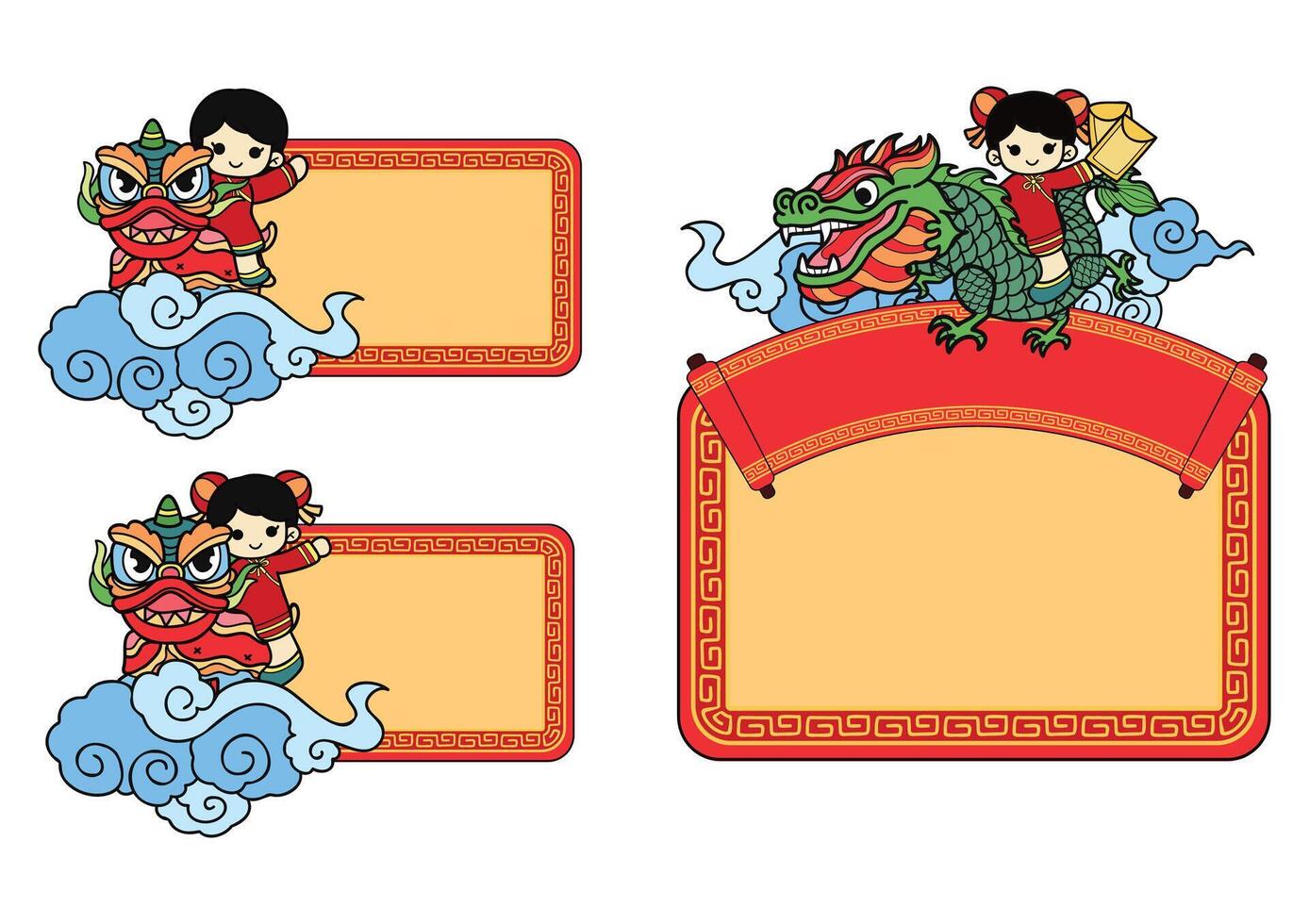 chinese new year elements set vector