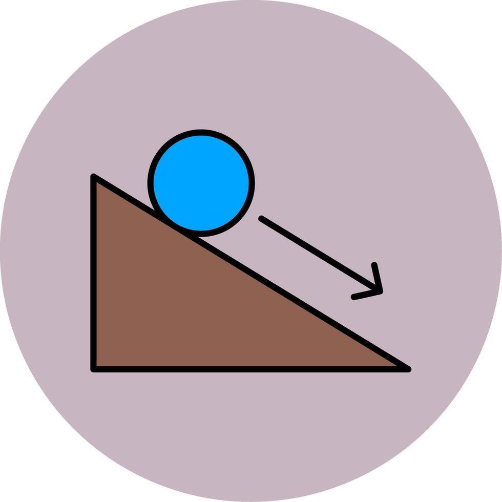 Down Hill Line Filled multicolour Circle Icon vector