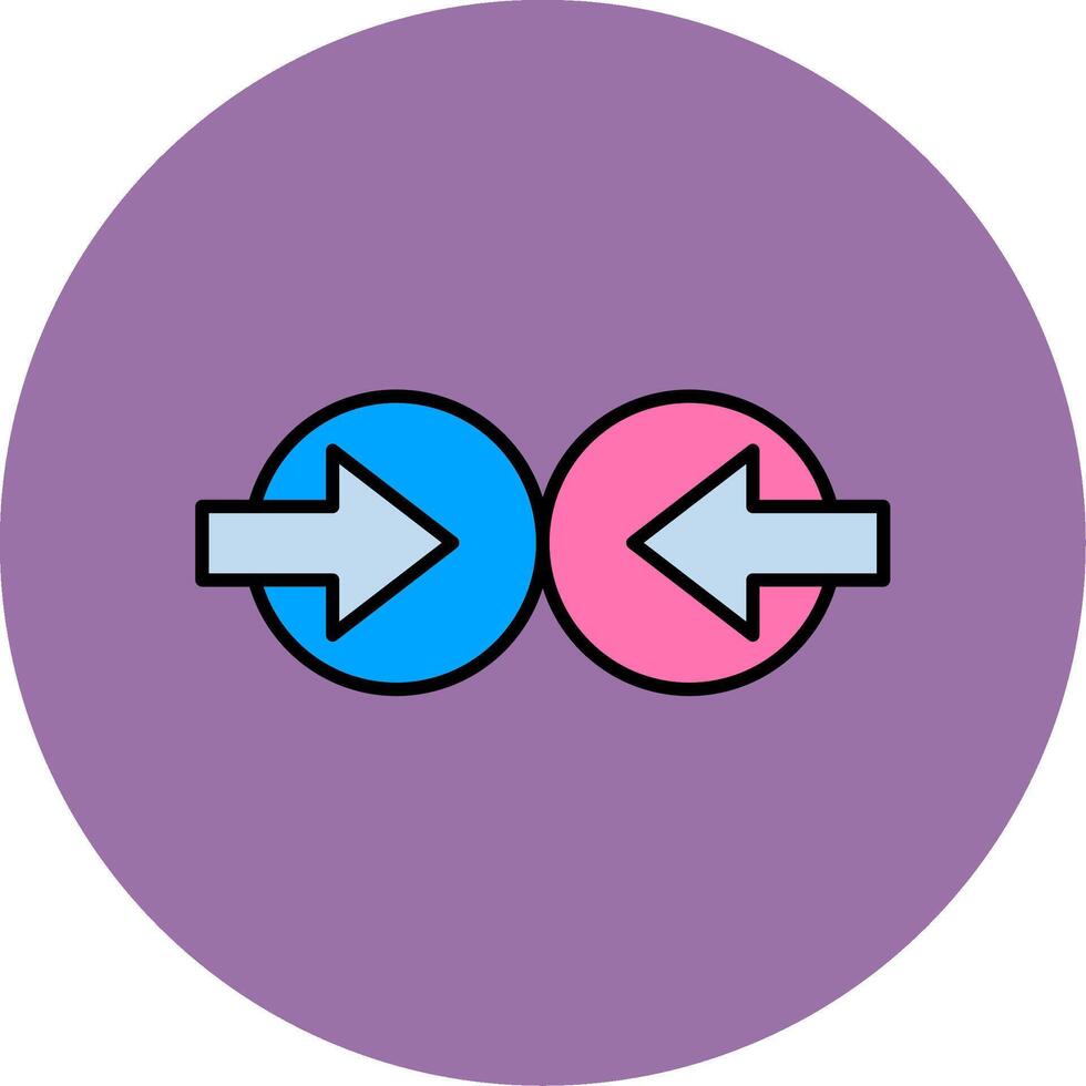 colisión línea lleno multicolor circulo icono vector