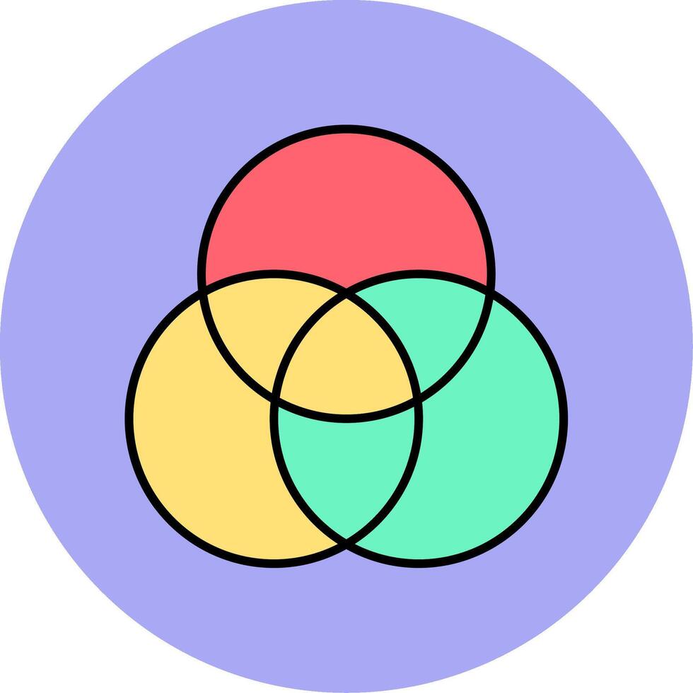 color paleta línea lleno multicolor circulo icono vector