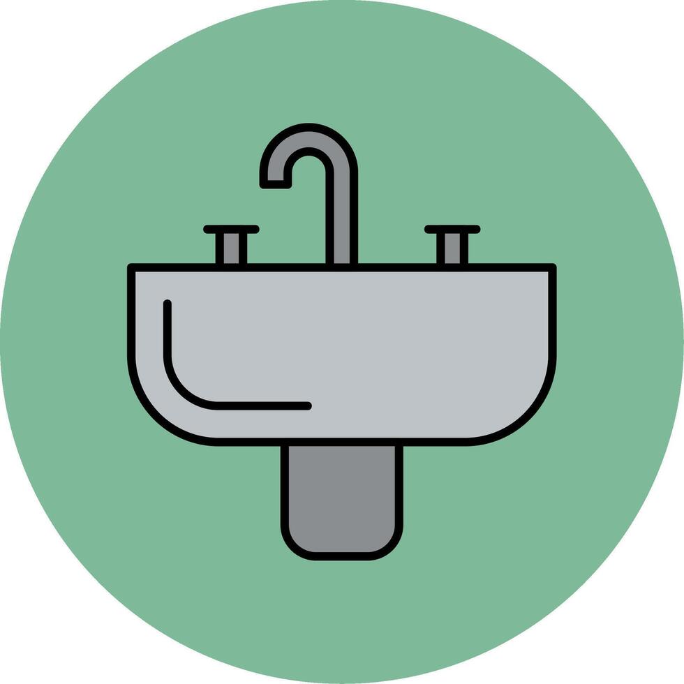 Sink Line Filled multicolour Circle Icon vector